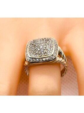 David Yurman Albion Pave Diamond Ring Size 6.25 14.5mm